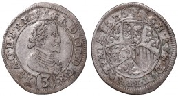 Austria, Ferdinand II, 3 kreuzer 1626, Graz
Austria, Ferdynand II, 3 krajcary 1626, Graz
 Ładnie zachowany egzemplarz, resztki połysku, dobrze zacho...