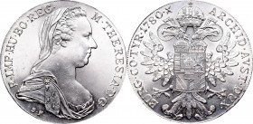 Austria, Marie Theresia, Thaler 1780 New strike
Austro-Węgry, Maria Teresa, Talar 1780 Nowe bicie
 Menniczy egzemplarz. Srebro, waga 28,14 g. 

Gr...