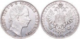 Austria, Franz Joseph I, 1 florin 1860
Austria, Franciszek Józef, 1 floren 1860
 Ładny, około menniczy egzemplarz. Delikatnie przetarte tło, połysk ...