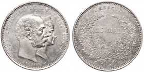 Denmark, Christian IX, 2 kroner 1892
Dania, Krystian IX, 2 korony 1892 - złote gody
 Piękny, okołomenniczy egzemplarz. Patyna, nalot. 

Grade: AU/...