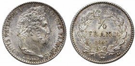 France, 1/4 franc 1845 B
Francja, 1/4 franka 1845 B
 Rzadki egzemplarz z mennicy&nbsp; Rouen w rewelacyjnym stanie zachowania. Mnóstwo obustronnego ...