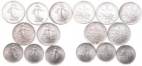Set of coins 1 and 2 francs France - various years
Zestaw monet 1 i 2 frankówek Francja - różne roczniki
 Zestaw srebrnych monet 1 frankowych z lat ...
