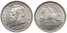 Lithuania, 5 litai 1936
Litwa, 5 litów 1936
 Ładny egzemplarz. Patyna, nalot. 

Grade: XF/XF+ 
Reference: Krause KM#82