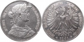 Germany, Frankfurt, 2 Vereinsthaler 1861 - GCN XF45
Niemcy, Frankfurt, 2 talary 1861 - GCN XF45
 Ładnie zachowana moneta, patyna. Delikatne rysy w t...