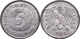 Germany, 5 brands 1987 - counterfeit from the era
Niemcy, 5 marek 1987 - falsyfikat z epoki
 Ładnie zrobione fałszerstwo, duża ciekawostka dla kolek...