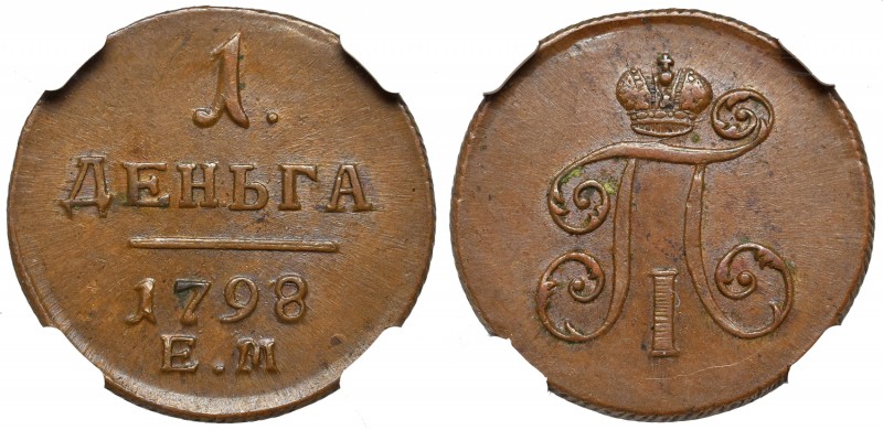 Russia, Paul I, Denga 1798 EM - overstrike 8 on 7 NGC AU58 BN
Rosja, Paweł I, D...