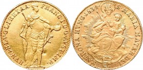 Hungary, Ferenc II, Ducat 1834, Kremnica
Węgry, Franciszek II, Dukat 1834, Krzemnica
 Bardzo ładnie zachowany egzemplarz, ryski w tle. 

Grade: XF...