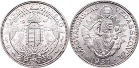 Hungary, Miklos Horthy, 2 pengö 1937 BP, Budapest
Węgry, Miklos Horthy, 2 pengo 1937 BP, Budapeszt
 Wspaniały, menniczy egzemplarz. Piękny połysk me...