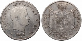 Italy under Napoleon, 5 lire 1812 M
Włochy pod panowaniem napoleońskim, 5 lirów 1812 M
 Obiegowy egzemplarz. Patyna, nalot. Srebro .900, waga 24,55 ...