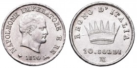Italy under Napoleon I, 10 soldi 1810 M
Włochy, Napoleon I, 10 soldi 1810 M, Mediolan
 Bardzo ładnie zachowana moneta, połysk, delikatna patyna. 
...