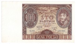II Rzeczpospolita, 100 złotych 1934 Ser. BO
 Dobrze zachowany, przebarwienia papieru. 

Grade: XF+/AU 
Reference: Miłczak 74a