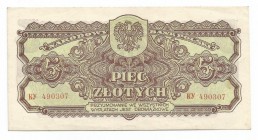 PRL, 5 złotych 1944 - owe
 Ugięcia rogów, bez ingerencji w strukturę papieru. 

Grade: AU
