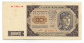 PRL, 500 złotych 1948
 Banknot zalaminowany.