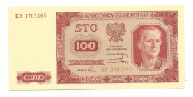 PRL, 100 złotych 1948 seria K
 Emisyjny egzemplarz, drobne nieświeżości. 

Grade: AU/UNC