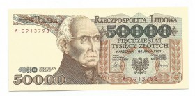 PRL, 50000 złotych 1989 Staszic seria A
 Egzemplarz w emisyjnym stanie zachowania. 

Grade: UNC
