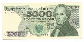 PRL, 5000 złotych 1986 - seria AY
 Emisyjny egzemplarz. 

Grade: UNC