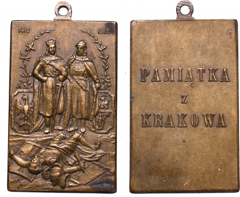 Polska, Plakieta Pamiątka z Krakowa 1910
 Patyna, nalot. Wymiary 19 x 33 mm. 
...