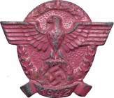 III Reich , Badge Police day 1942
III Rzesza, Odznaka dzień policji 1942
 Polakierowana odznaka. Sygnowana '4'. Wymiary 2,5 x 3 cm.