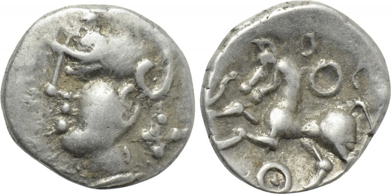 WESTERN EUROPE. Central Gaul. Aedui. Quinarius (Circa 100-50 BC). 

Obv: Styli...