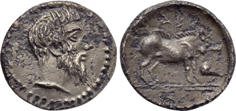 SICILY. Abakainon. Litra (Circa 420-410 BC). 

Obv: Bare male head right.
Rev...