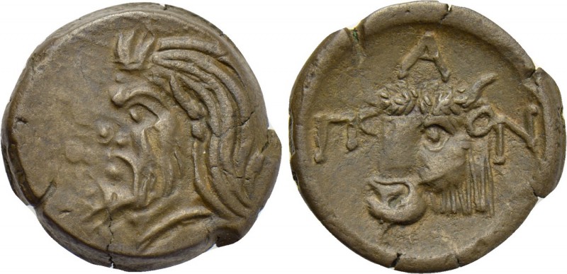 CIMMERIAN BOSPOROS. Pantikapaion. Ae (Circa 325-310 BC). 

Obv: Head of satyr ...
