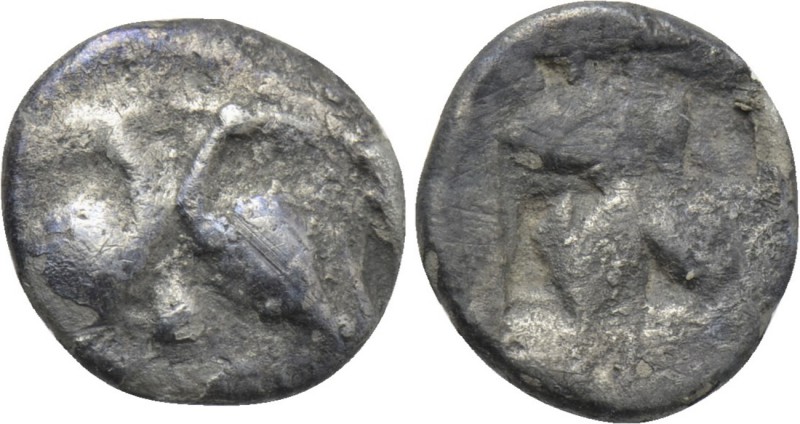 MACEDON. Eion. Obol (Circa 480-470 BC). 

Obv: Two geese standing facing one a...