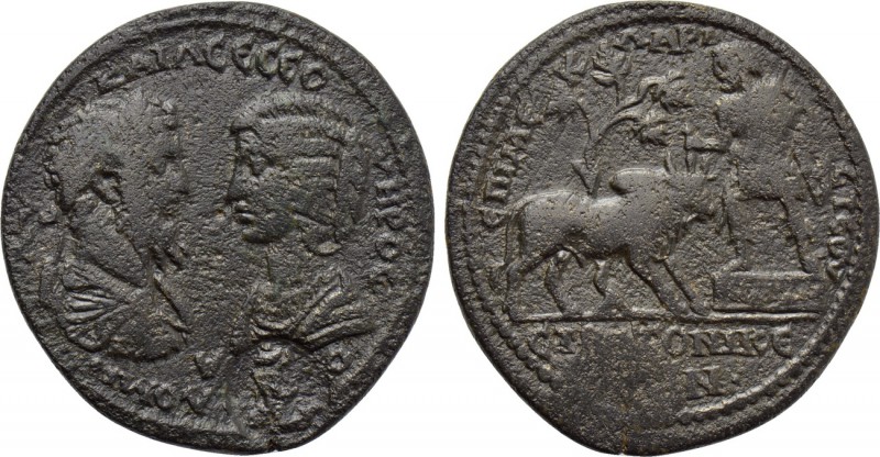 CARIA. Stratonicea. Septimius Severus with Julia Domna (193-211). Ae. Kl. Ariste...