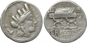 P. FURIUS CRASSIPES. Denarius (84 BC). Rome.