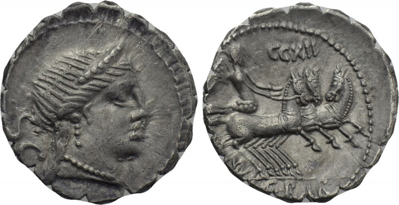 C. NAEVIUS BALBUS. Serrate Denarius (79 BC). Rome. 

Obv: Diademed head of Ven...