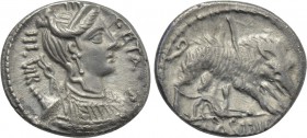 C. HOSIDIUS C.F. GETA. Denarius (64 BC). Rome.