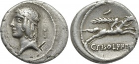 C. PISO L.F. FRUGI. Denarius (61 BC). Rome.