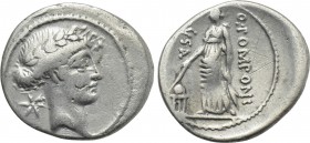 Q. POMPONIUS MUSA. Denarius (56 BC). Rome.