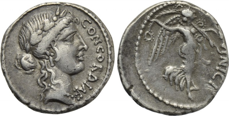 L. VINICIUS. Denarius (52 BC). Rome. 

Obv: CONCORDIAE. 
Laureate head of Con...