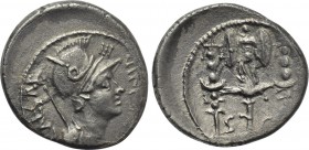 OCTAVIAN. Denarius (42 BC). Military mint traveling with Octavian in Greece.