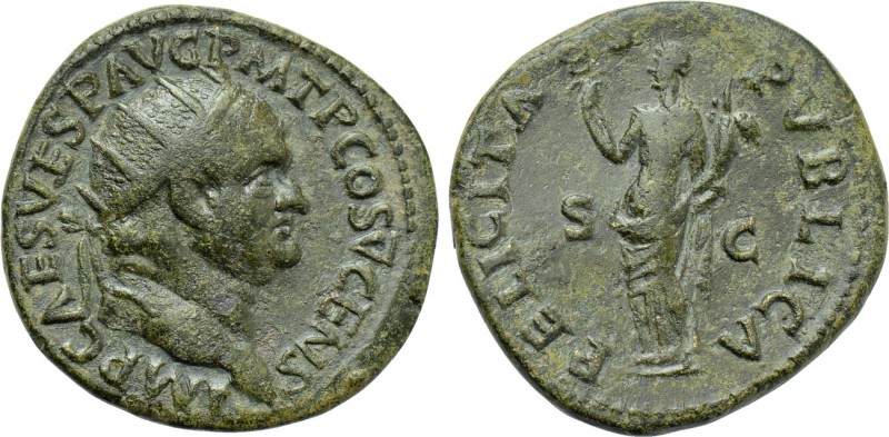 VESPASIAN (69-79). Dupondius. Rome. 

Obv: IMP CAES VESP AVG P M T P COS V CEN...