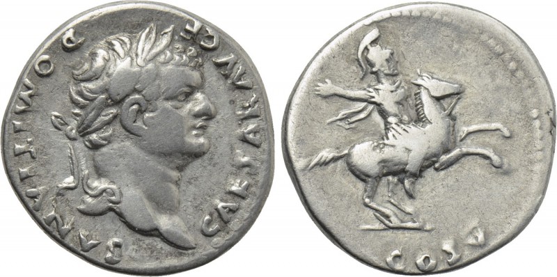 DOMITIAN (Caesar, 69-81). Denarius. Rome. 

Obv: CAESAR AVG F DOMITIANVS. 
La...
