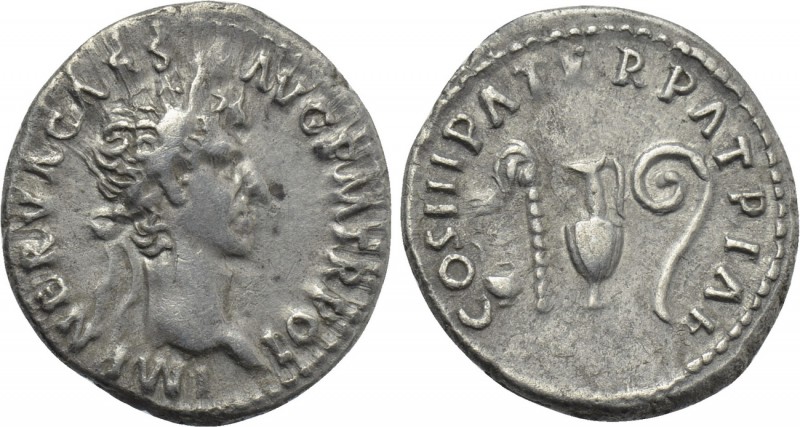NERVA (96-98). Denarius. Rome. 

Obv: IMP NERVA CAES AVG P M TR POT. 
Laureat...