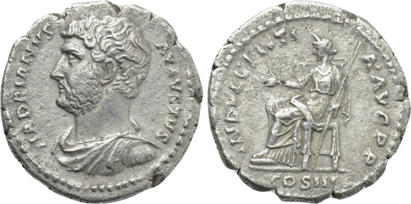 HADRIAN (117-138). Denarius. Rome. 

Obv: HADRIANVS AVGVSTVS. 
Bareheaded, dr...