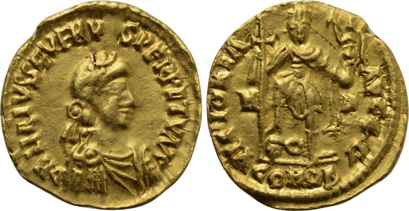 LIBIUS SEVERUS (SEVERUS III) (461-465). GOLD Solidus. Mediolanum. 

Obv: D N L...