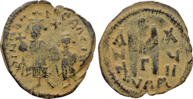 HERACLIUS with HERACLIUS CONSTANTINE (610-641). Follis. Uncertain mint in Syria,...