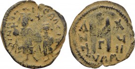 HERACLIUS with HERACLIUS CONSTANTINE (610-641). Follis. Uncertain mint in Syria, imitating 'Cyprus.' Dated RY 17 (626/7), though likely struck circa 6...