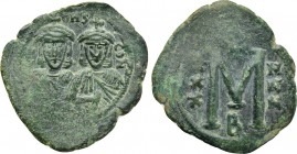 LEO III THE "ISAURIAN" with CONSTANTINE V (717-741). Follis. Constantinople.