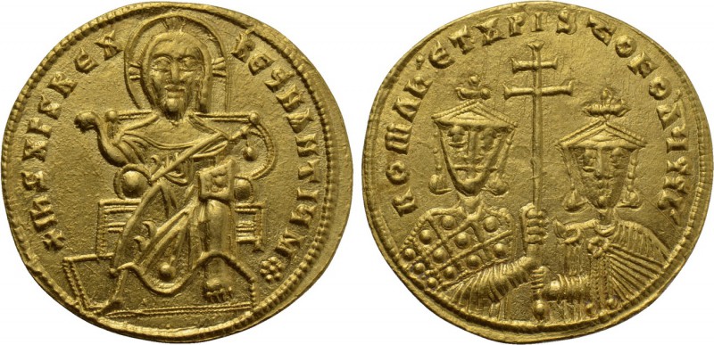 CONSTANTINE VII PORPHYROGENITUS with ROMANUS I and CHRISTOPHER (913-959). GOLD S...