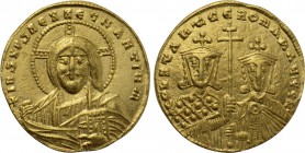 CONSTANTINE VII PORPHYROGENITUS with ROMANUS I (913-959). GOLD Solidus. Constantinople.