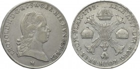 AUSTRIA. Holy Roman Empire. Leopold II (1790-1792). Kronentaler or Crocione (1792-M). Milan.