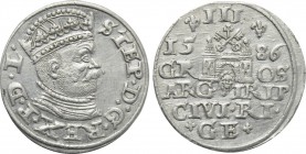 POLAND. Stefan Batory (1576-1586). Trojak (1586). Riga.
