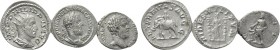 3 Rare Coins of the 3rd Century; Macrinus, Clodius Albinus and Philippus Arabs.