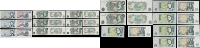 Bank of England 1 and 5 Pounds QE2 portrait & pictorial designs 1960-80's (16) i...