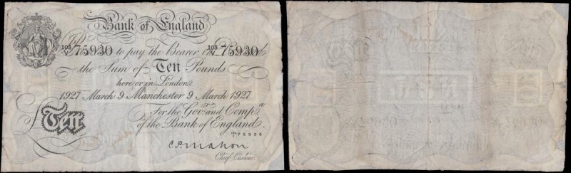 Ten Pounds Mahon White note B216f MANCHESTER Branch issue dated 9th March 1927 s...