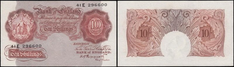 Ten Shillings Peppiatt Fourth period B262 Red-brown Post-war threaded Britannia ...